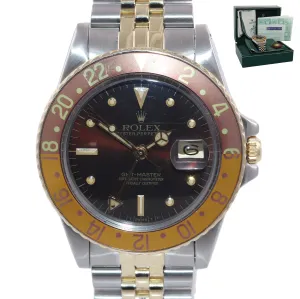 PAPERS Rolex GMT-Master 16753 Jubilee Two-Tone Root Beer Brown Nipple Watch