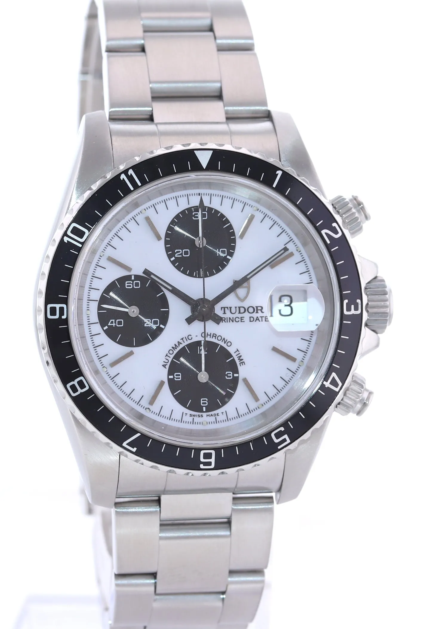 Papers Tudor Prince Date 79270 PRE-TIGER White Panda Chrono Black Bezel Watch