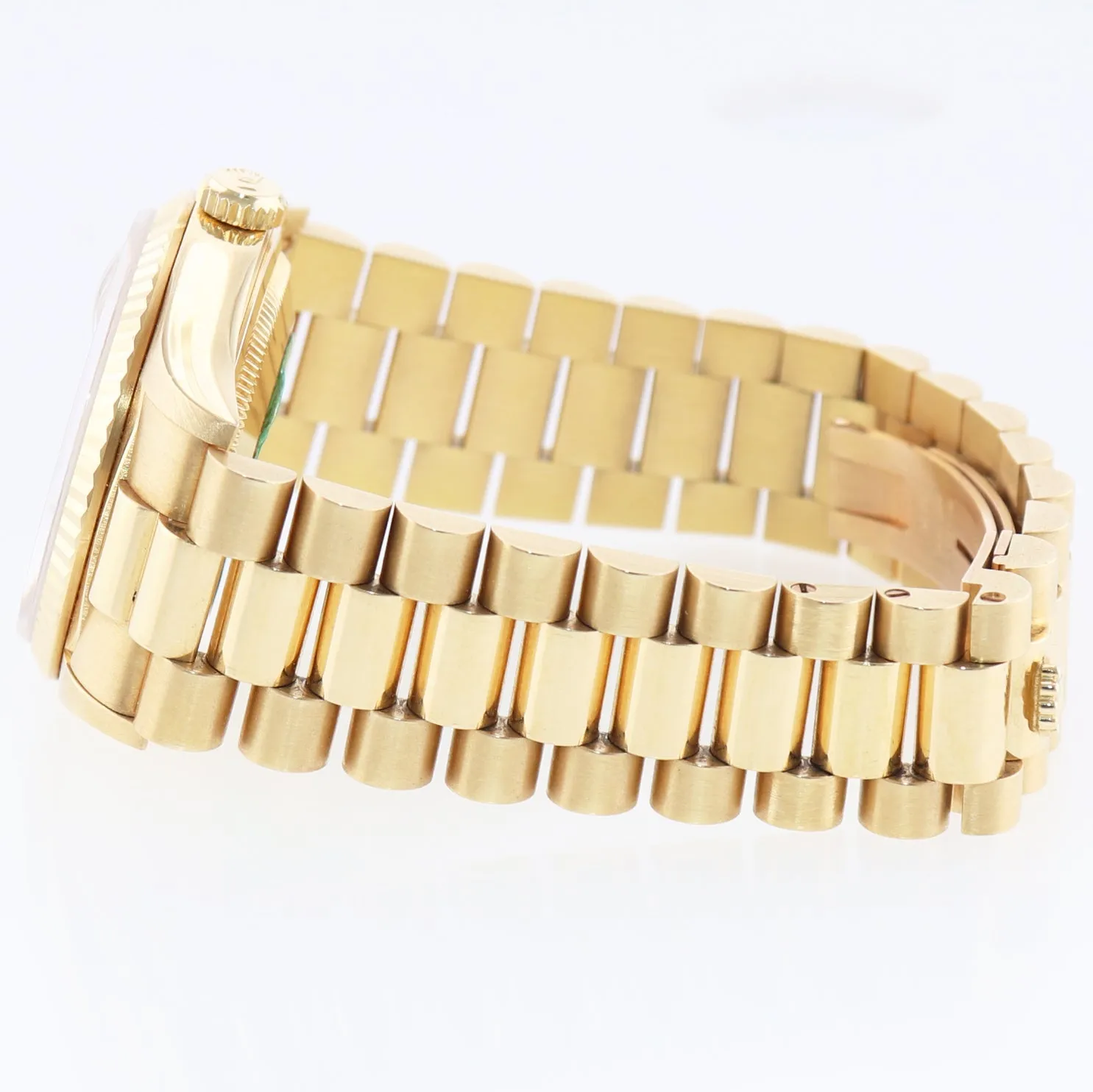 Papers Unpolished Rolex President Champagne Double Quick 18238 Yellow Gold Watch