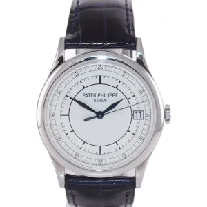 Patek Philippe 5296G 38mm 18k White Gold Blue Leather Calatrava Sector Dial