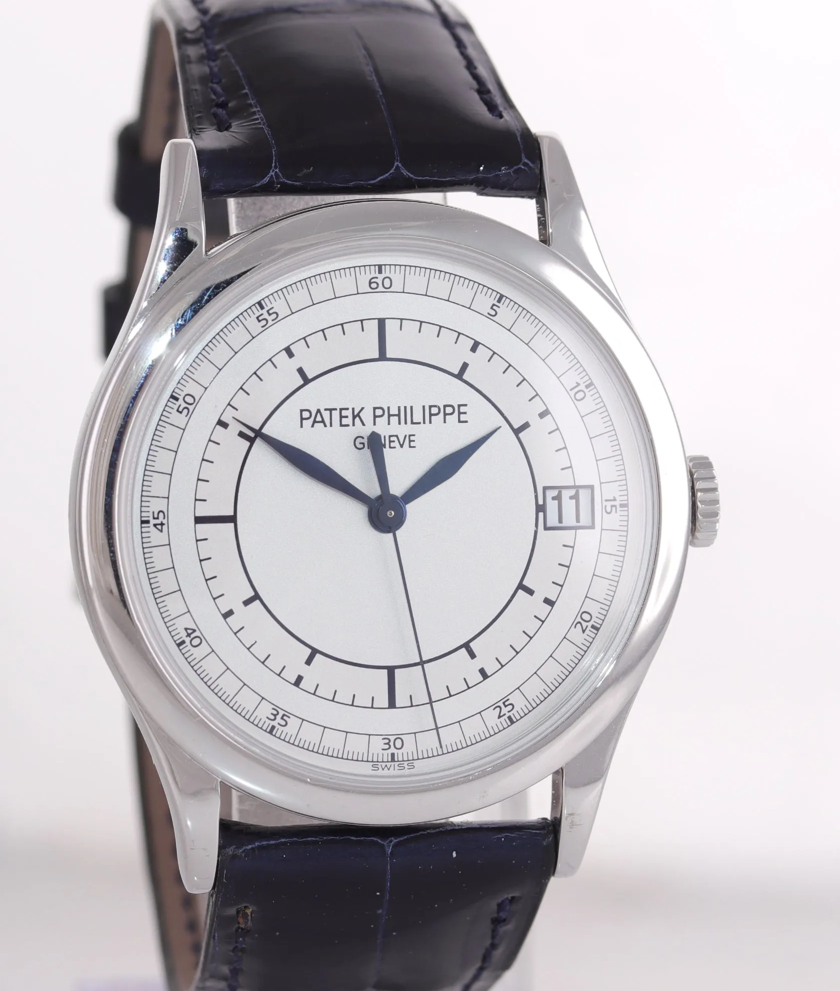 Patek Philippe 5296G 38mm 18k White Gold Blue Leather Calatrava Sector Dial