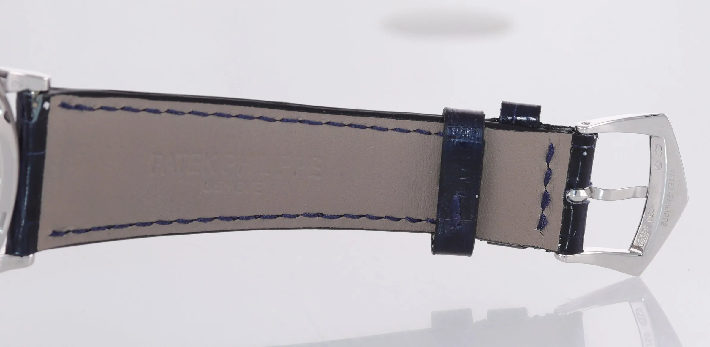 Patek Philippe 5296G 38mm 18k White Gold Blue Leather Calatrava Sector Dial