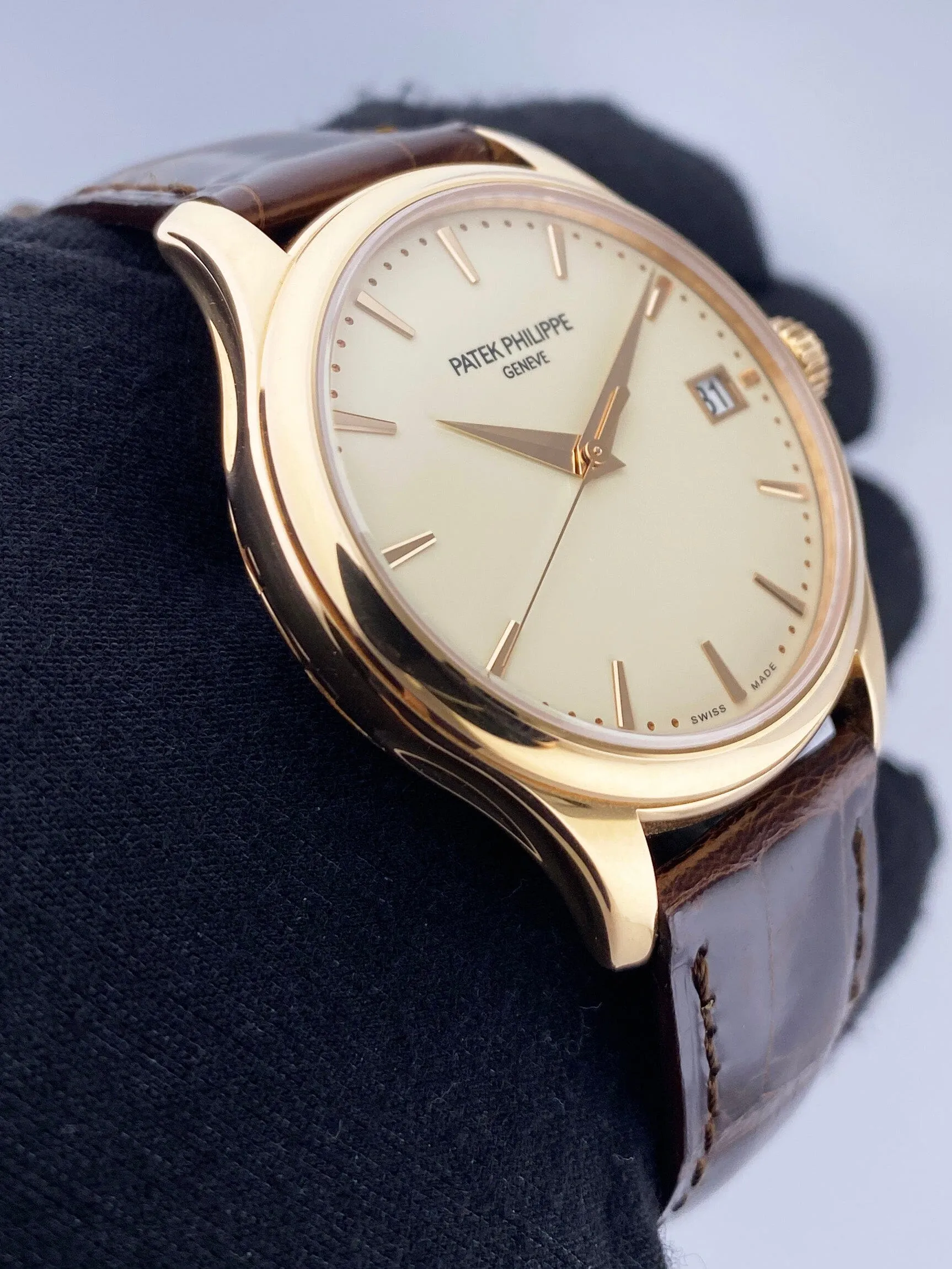 Patek Philippe Calatrava 5227R Ivory Dial 18K Rose Gold Mens Watch Box Papers