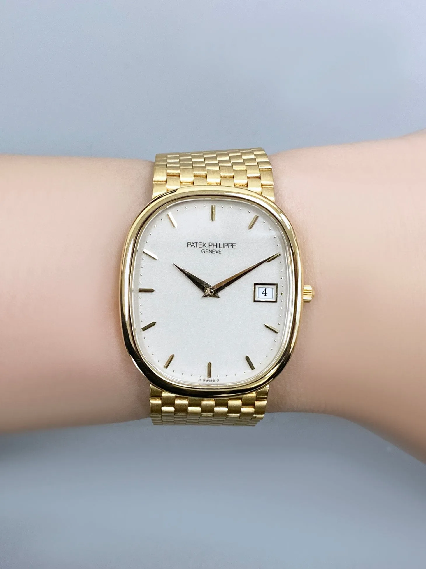Patek Philippe Ellipse 3747/1 Cream Dial 18K Yellow Gold Mens Watch