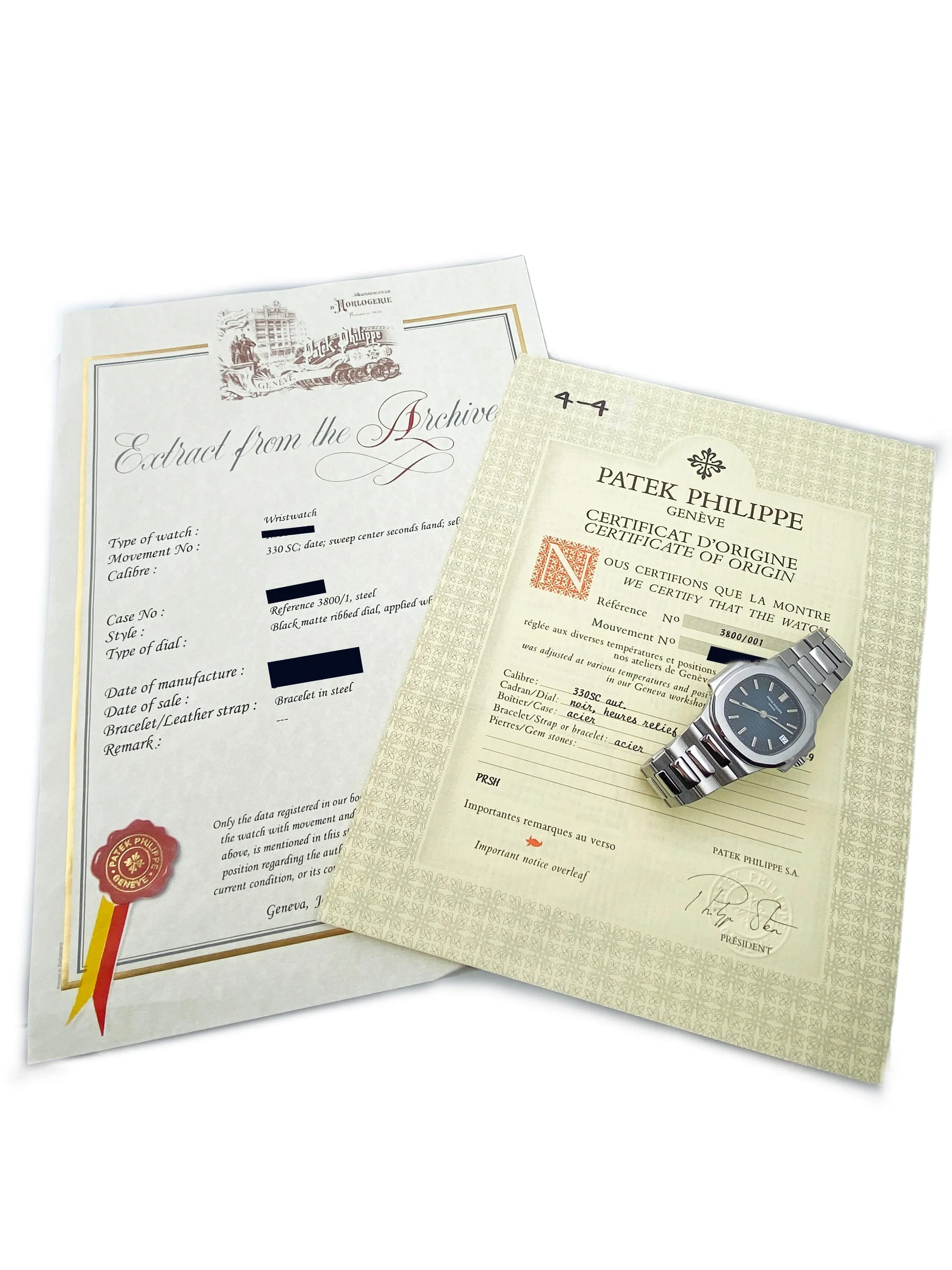 Patek Philippe Nautilus 3800/1A-001 Blue Dial Mens Watch Box Papers