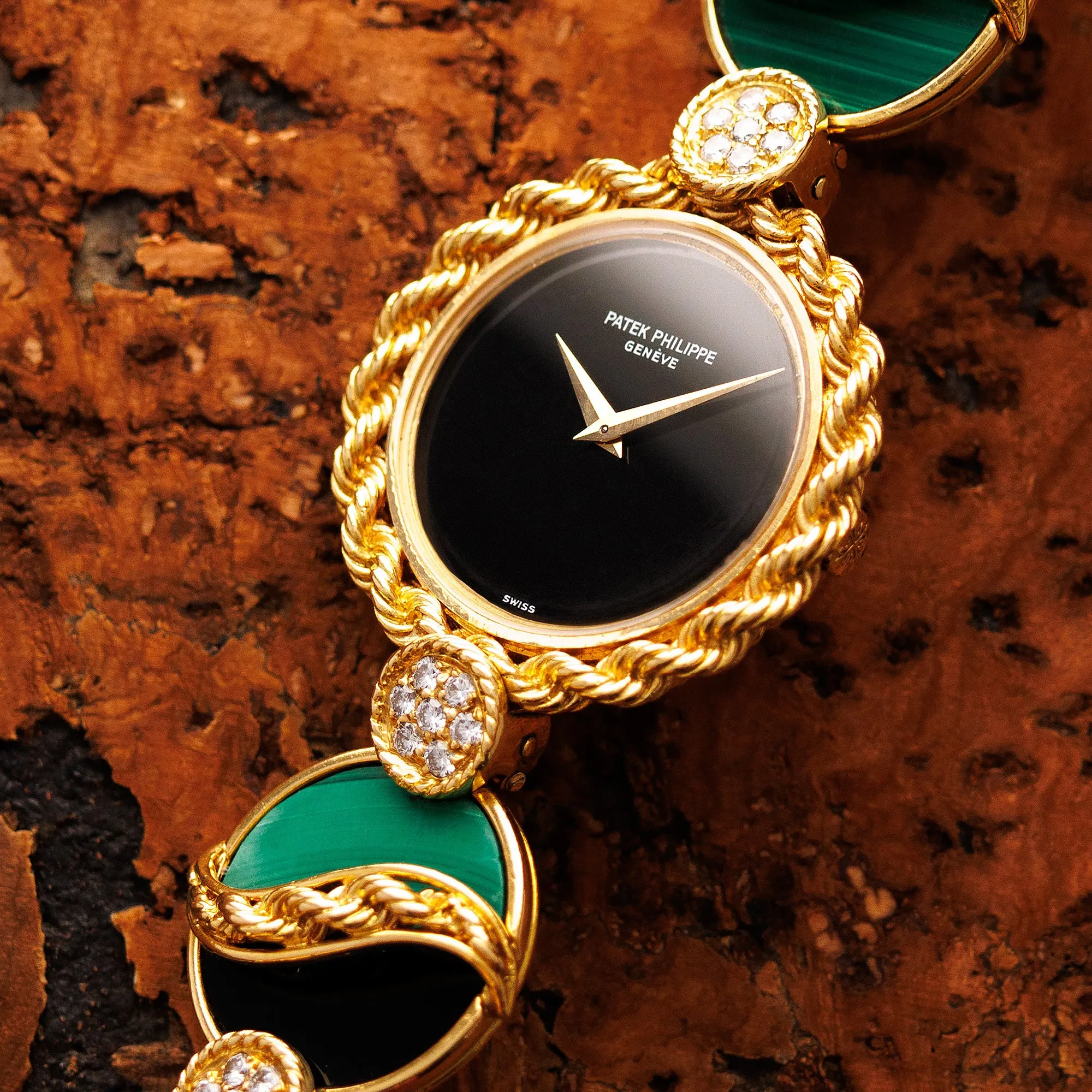 Patek Philippe Onyx, Malachite & Diamond Watch Ref. 4282