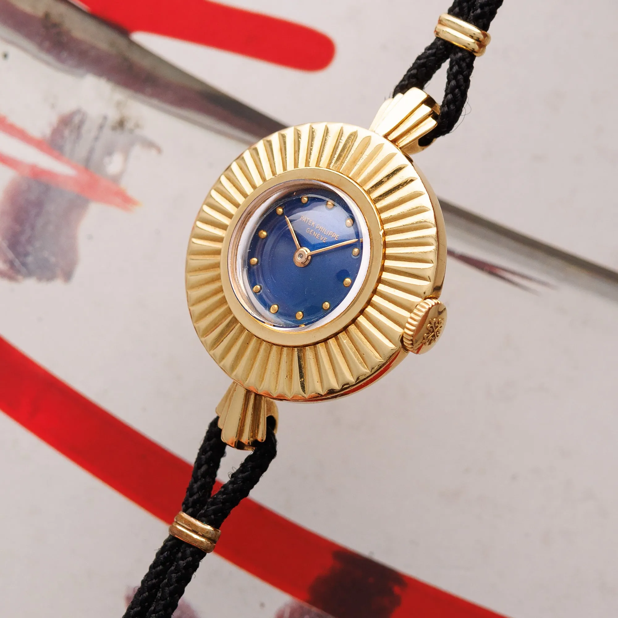 Patek Philippe Yellow Gold Blue Enamel Cocktail Watch Ref. 3247