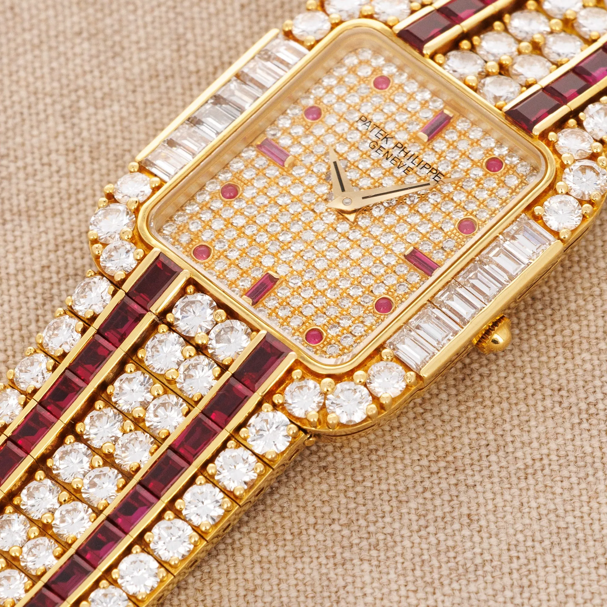Patek Philippe Yellow Gold Diamond & Ruby Watch Ref. 3968