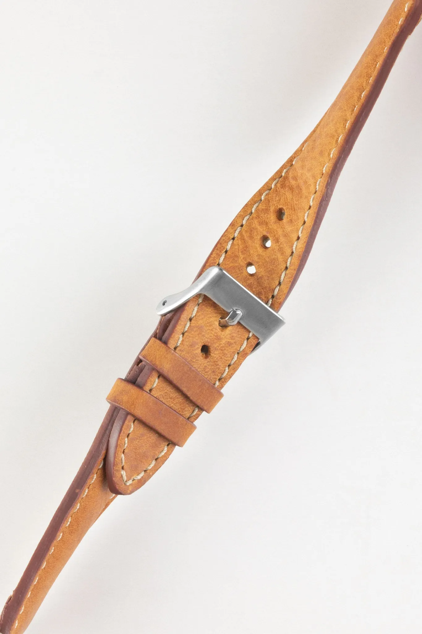Pebro CADW DISTRESSED Padded Vintage Leather Watch Strap in COGNAC