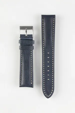 Pebro CADW DISTRESSED Padded Vintage Leather Watch Strap in DARK BLUE