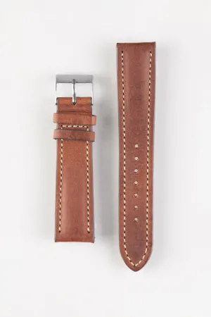 Pebro CADW DISTRESSED Padded Vintage Leather Watch Strap in GOLD BROWN