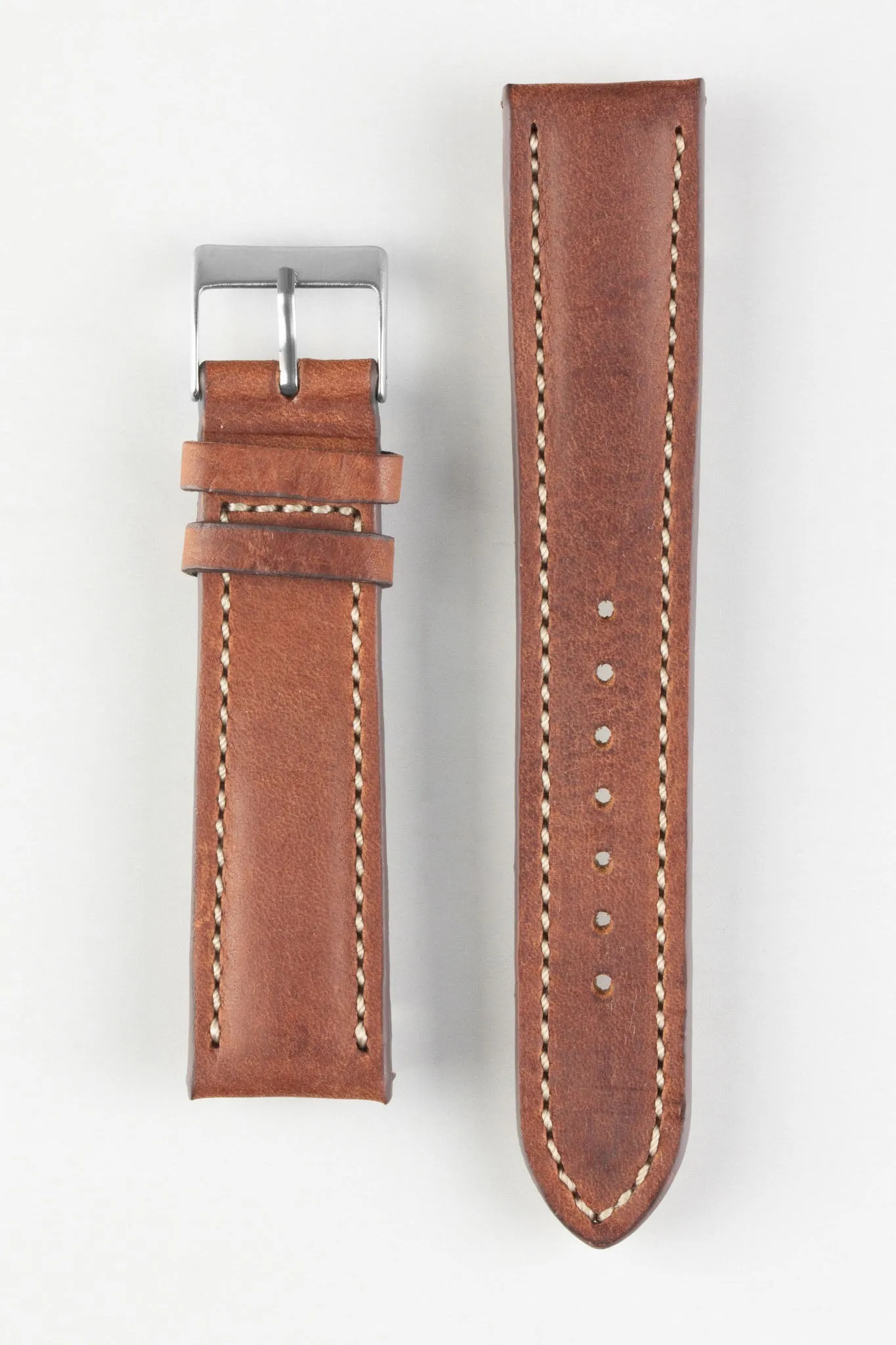 Pebro CADW DISTRESSED Padded Vintage Leather Watch Strap in GOLD BROWN