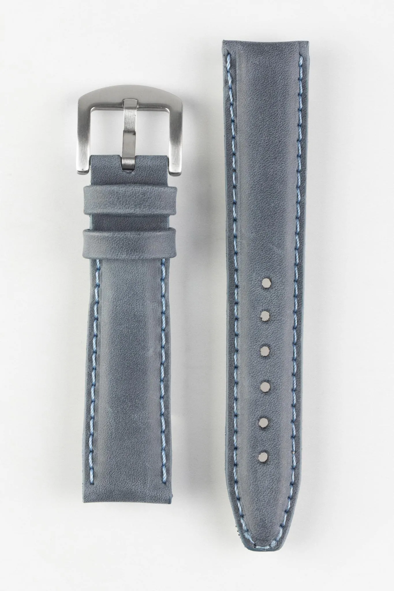 Pebro CADW Padded Vintage Leather Watch Strap in DENIM BLUE