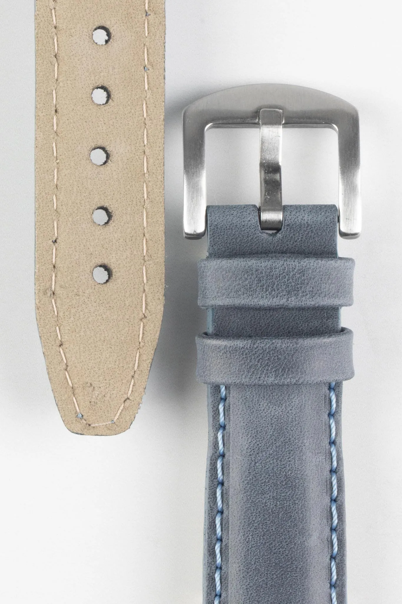 Pebro CADW Padded Vintage Leather Watch Strap in DENIM BLUE