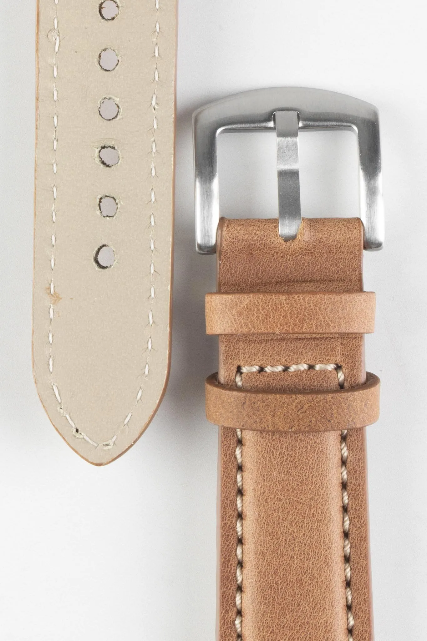 Pebro CADW Padded Vintage Leather Watch Strap in GOLD BROWN