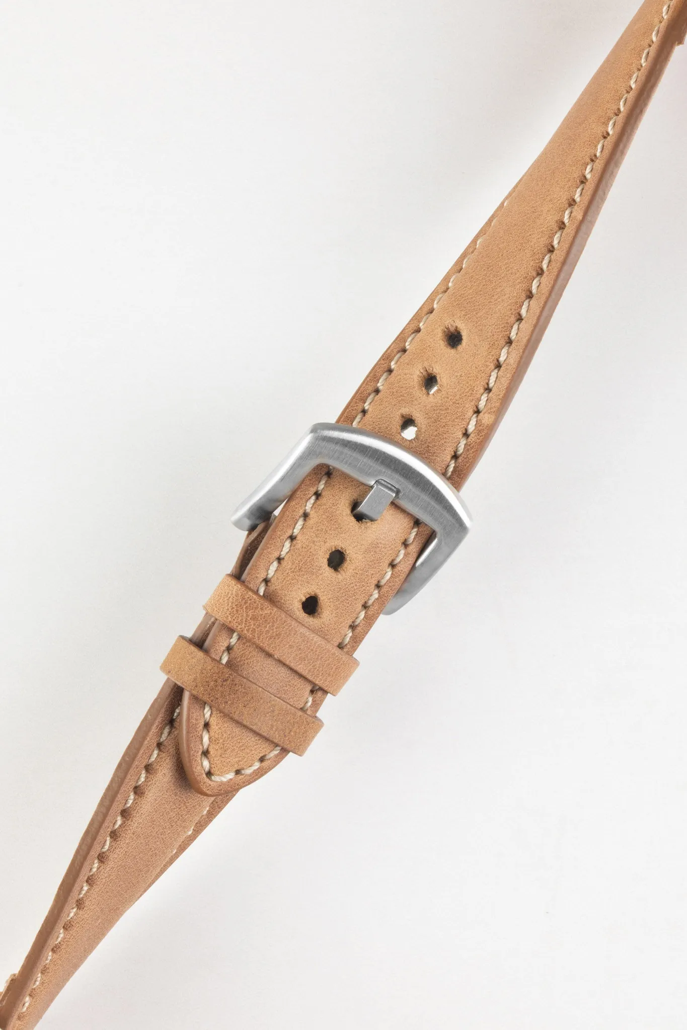 Pebro CADW Padded Vintage Leather Watch Strap in GOLD BROWN