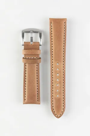 Pebro CADW Padded Vintage Leather Watch Strap in GOLD BROWN