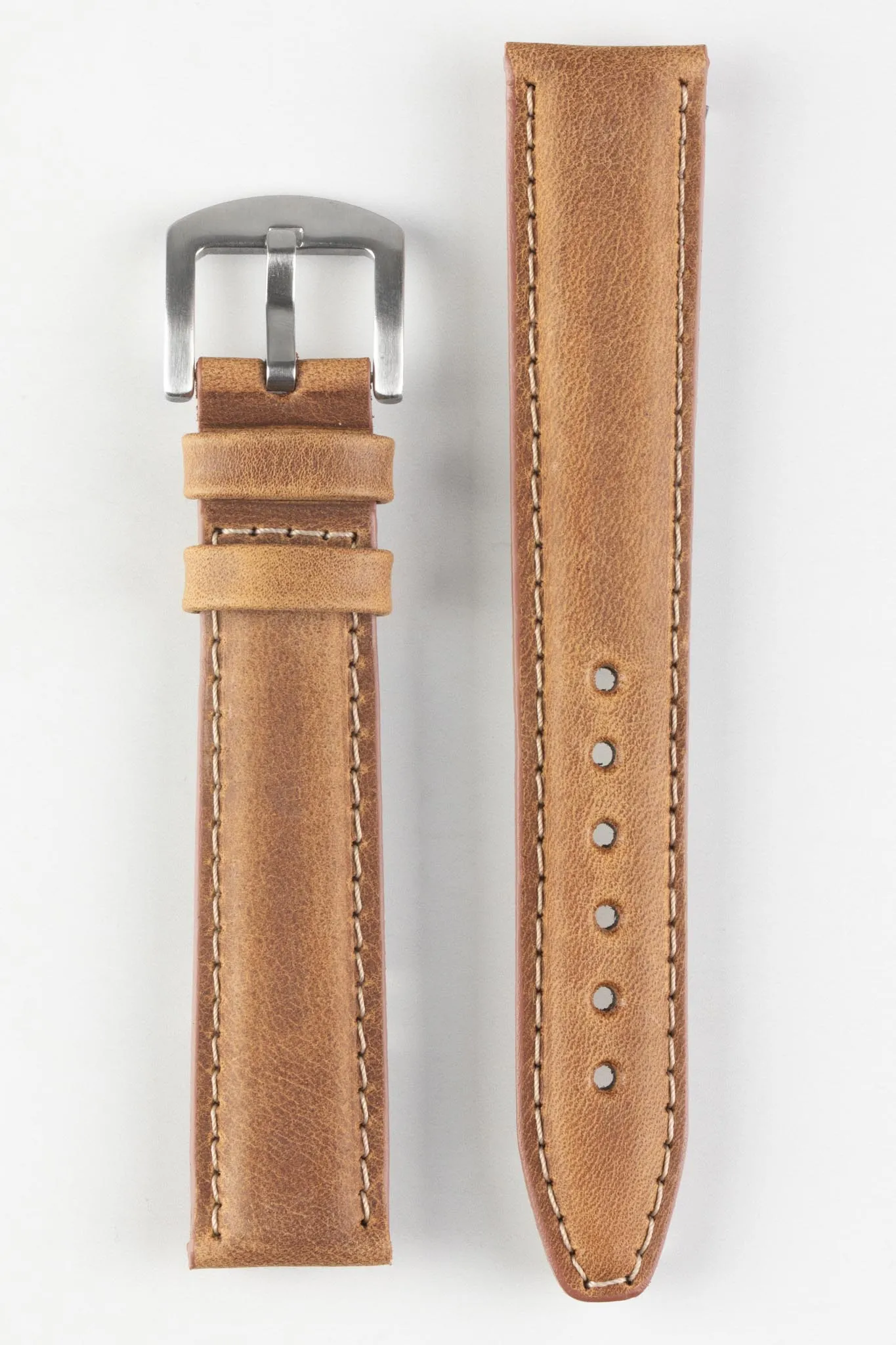 Pebro CADW XL Padded Vintage Leather Watch Strap in GOLD BROWN