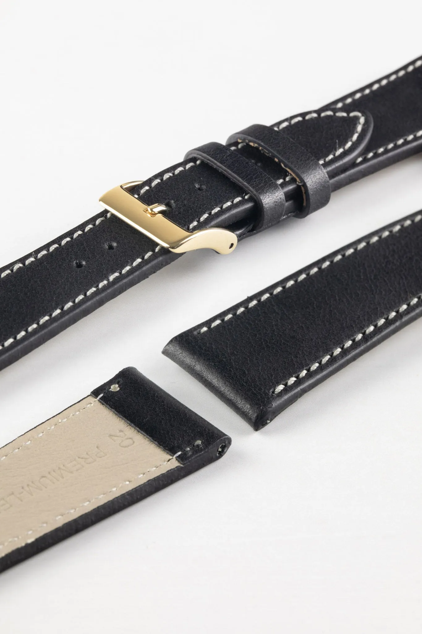 Pebro VINTAGE Leather Watch Strap in BLACK