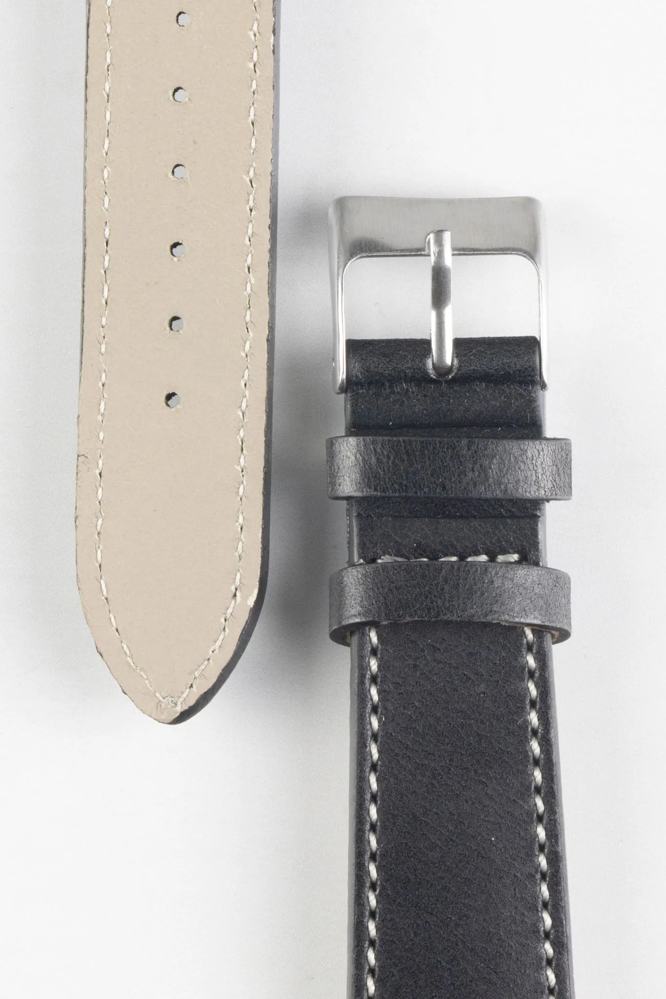 Pebro VINTAGE Leather Watch Strap in BLACK