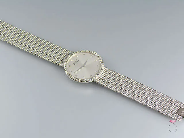 Piaget 18K Traditional Mecanique Watch. Diamond Dial & Bezel G0A37045