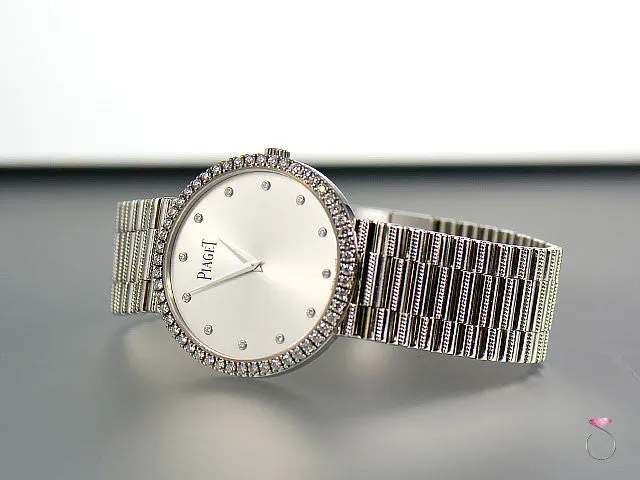 Piaget 18K Traditional Mecanique Watch. Diamond Dial & Bezel G0A37045