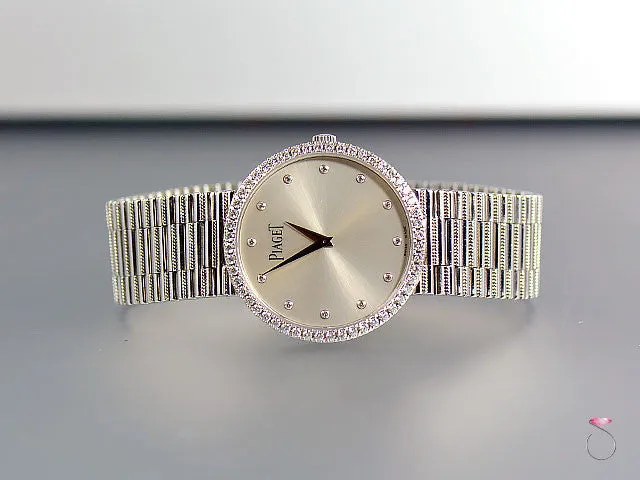 Piaget 18K Traditional Mecanique Watch. Diamond Dial & Bezel G0A37045