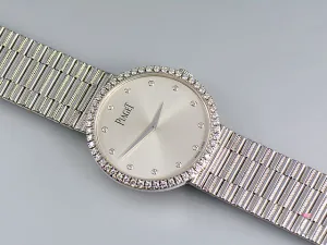 Piaget 18K Traditional Mecanique Watch. Diamond Dial & Bezel G0A37045