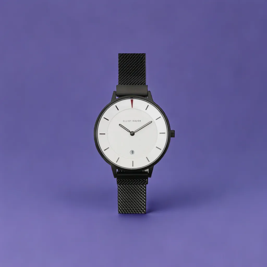 Piano Black Minimalist Mesh - 38mm
