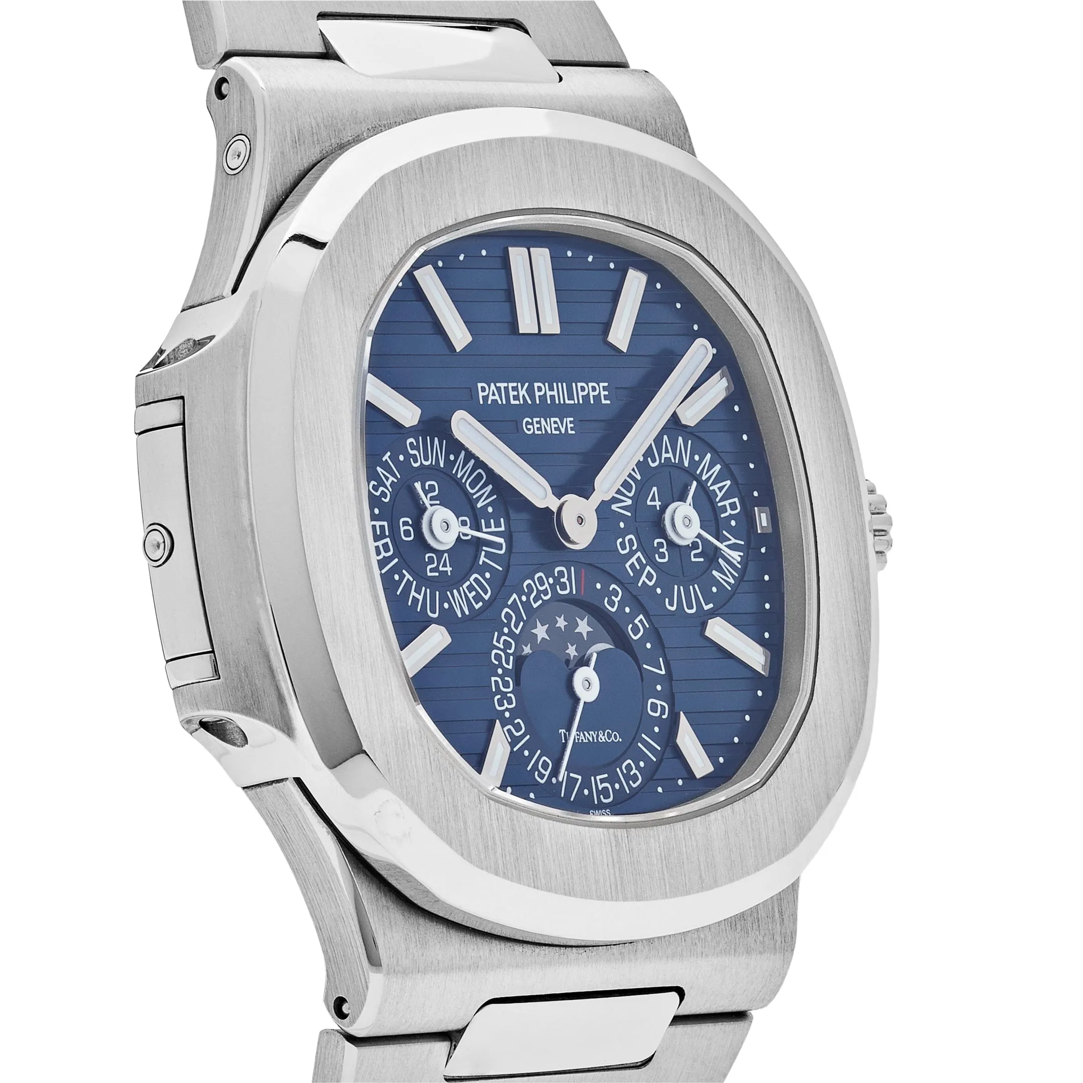 PP Luxury Watches Nautilus 5740/1G-001 'Tiffany & Co.' Perpetual Calendar Moon Phases White Gold Blue Dial (2019)