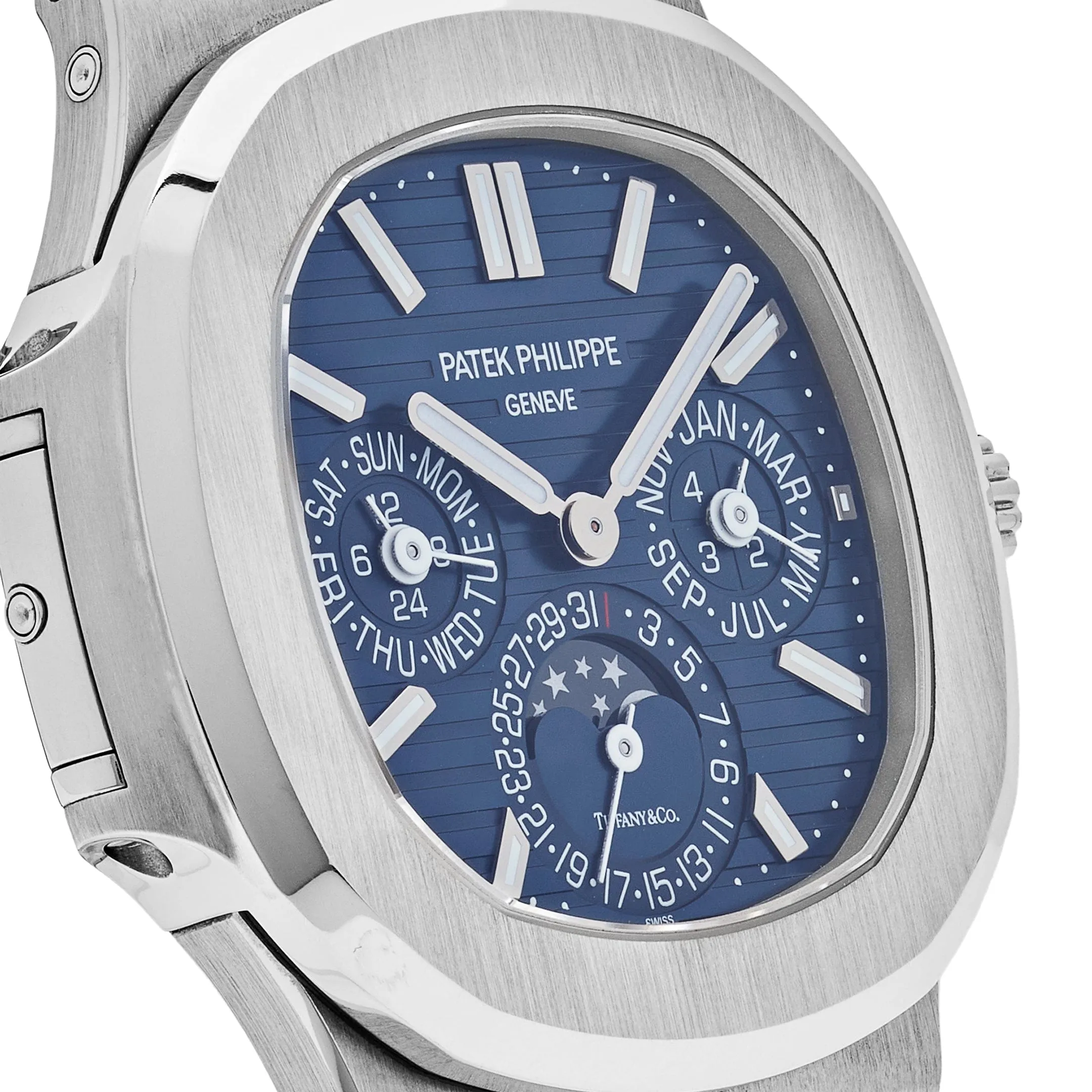 PP Luxury Watches Nautilus 5740/1G-001 'Tiffany & Co.' Perpetual Calendar Moon Phases White Gold Blue Dial (2019)