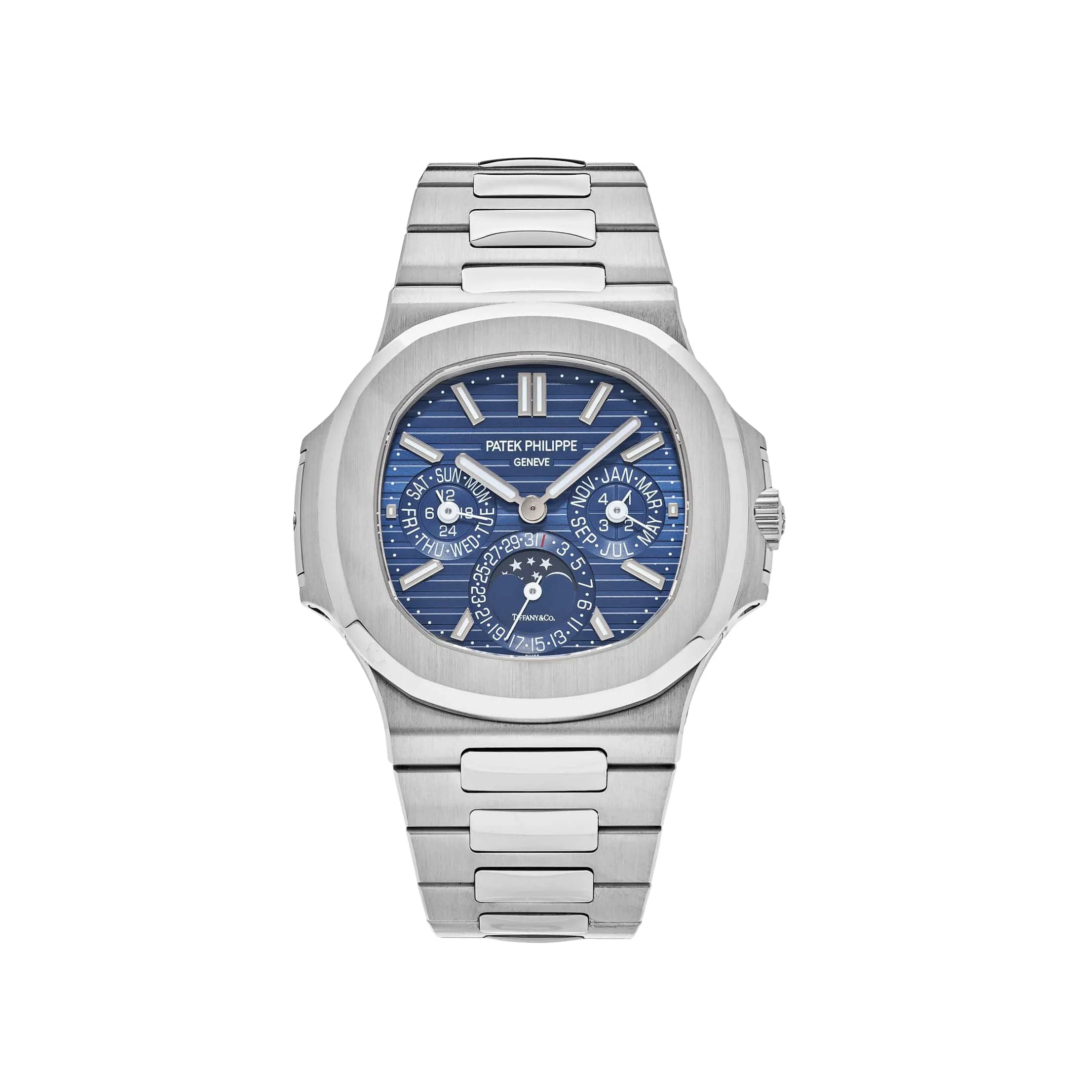 PP Luxury Watches Nautilus 5740/1G-001 'Tiffany & Co.' Perpetual Calendar Moon Phases White Gold Blue Dial (2019)