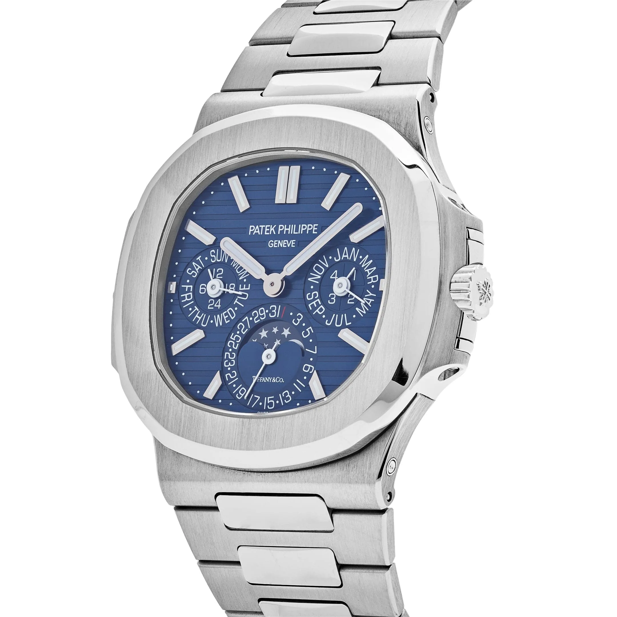 PP Luxury Watches Nautilus 5740/1G-001 'Tiffany & Co.' Perpetual Calendar Moon Phases White Gold Blue Dial (2019)