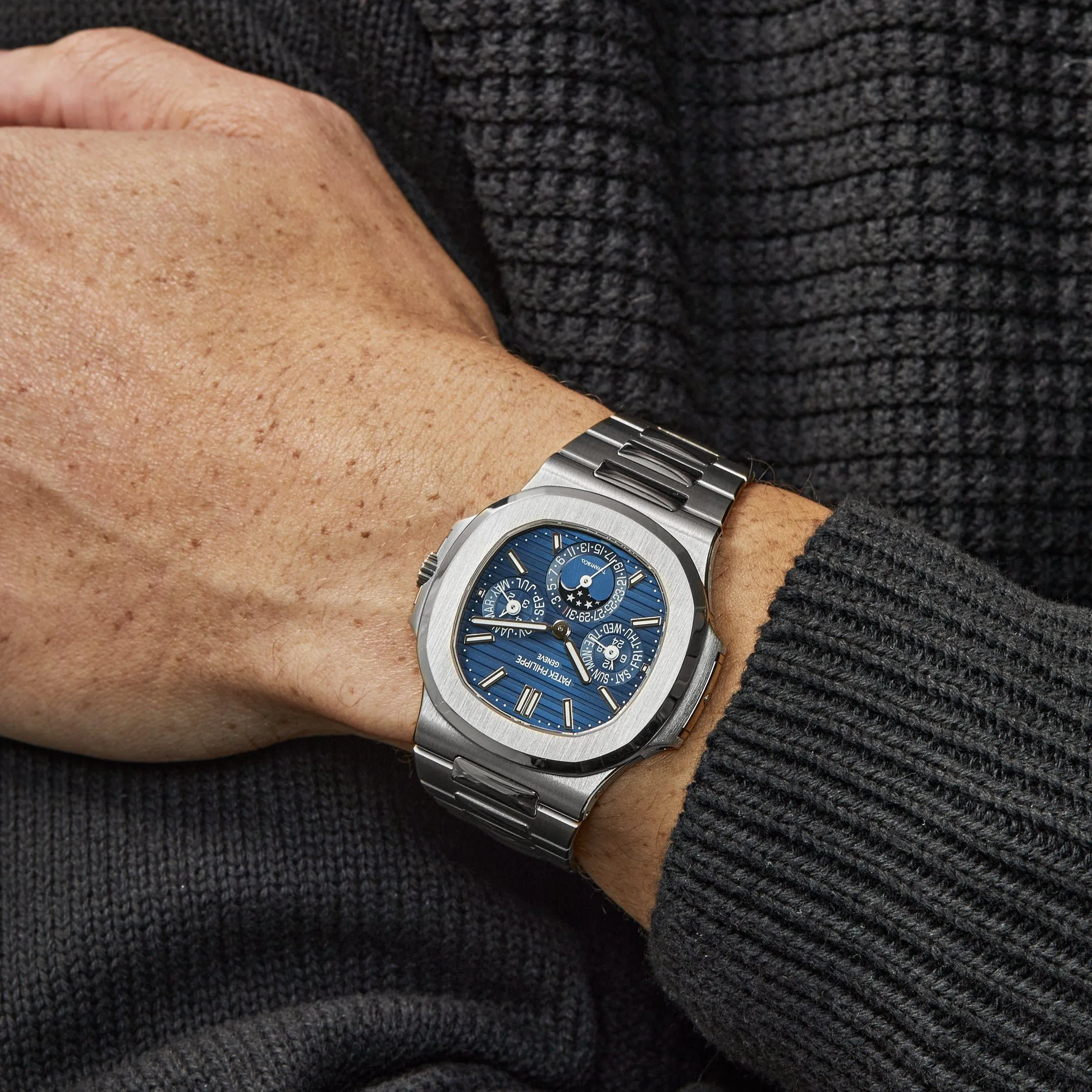 PP Luxury Watches Nautilus 5740/1G-001 'Tiffany & Co.' Perpetual Calendar Moon Phases White Gold Blue Dial (2019)
