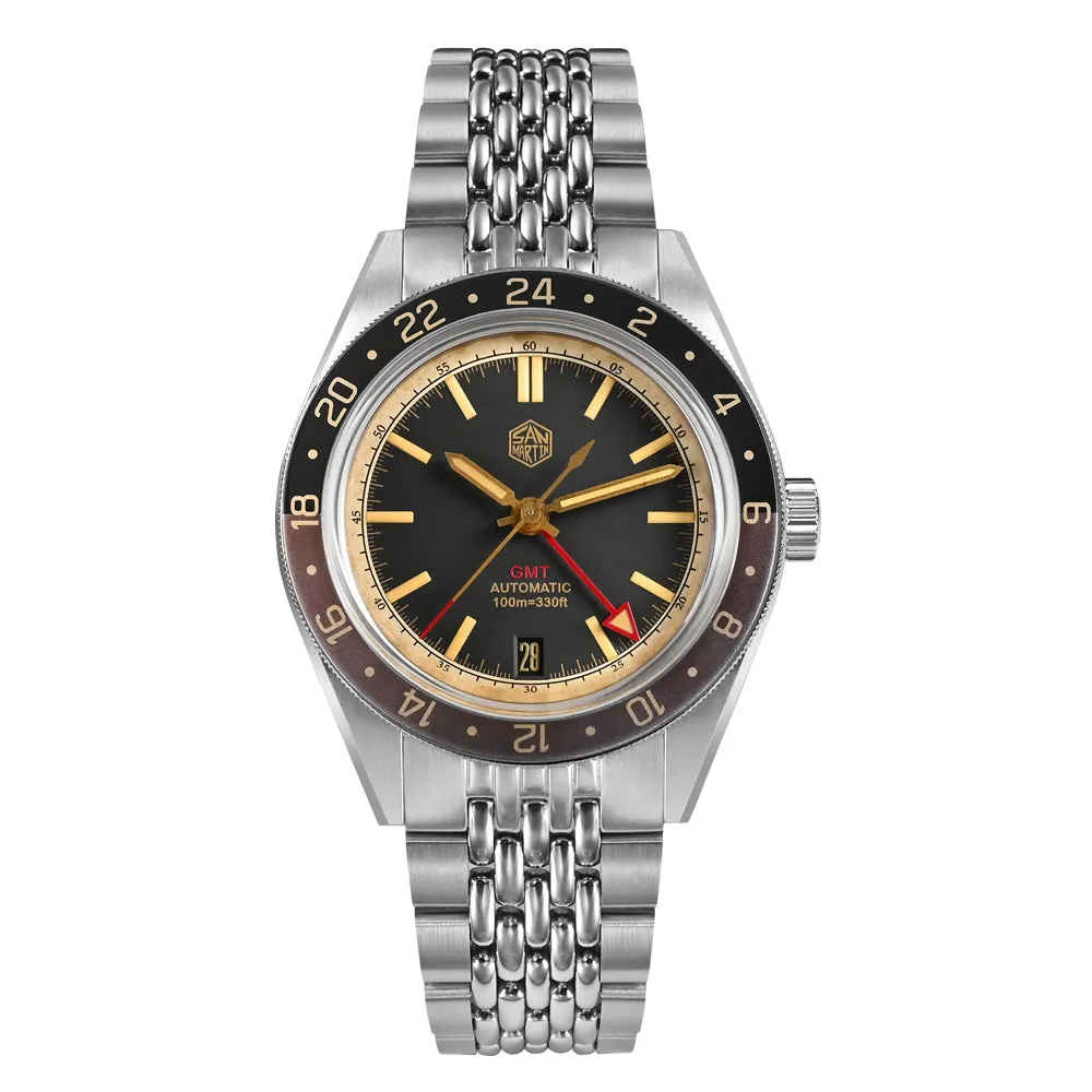 ★Pre-owned★San Martin Vintage Style NH34 GMT Men Watch SN0116G-B