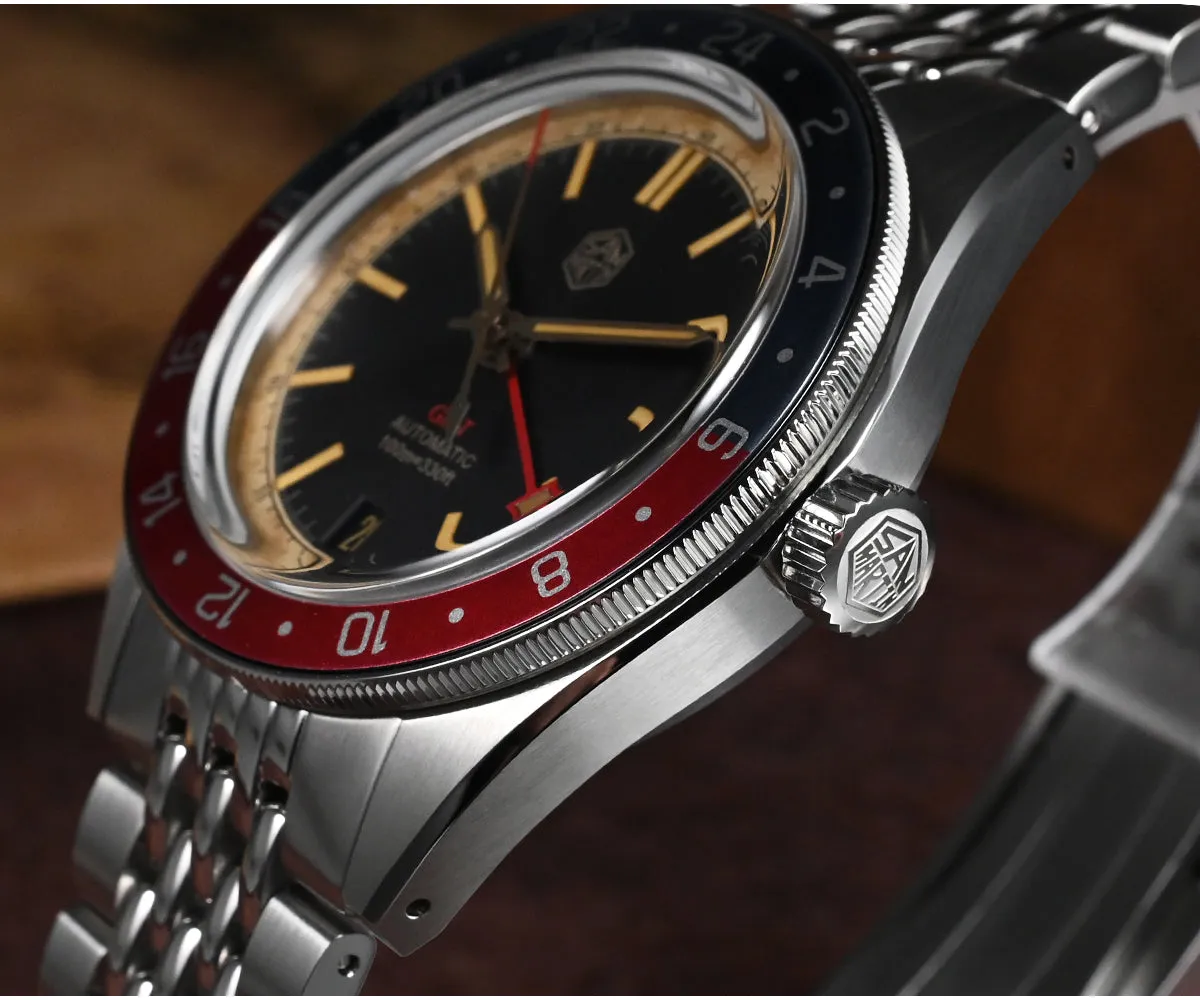★Pre-owned★San Martin Vintage Style NH34 GMT Men Watch SN0116G-B
