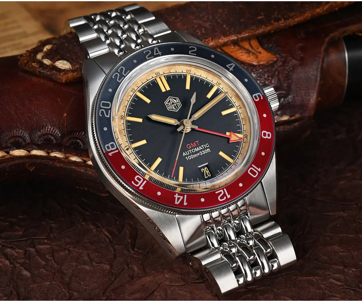 ★Pre-owned★San Martin Vintage Style NH34 GMT Men Watch SN0116G-B
