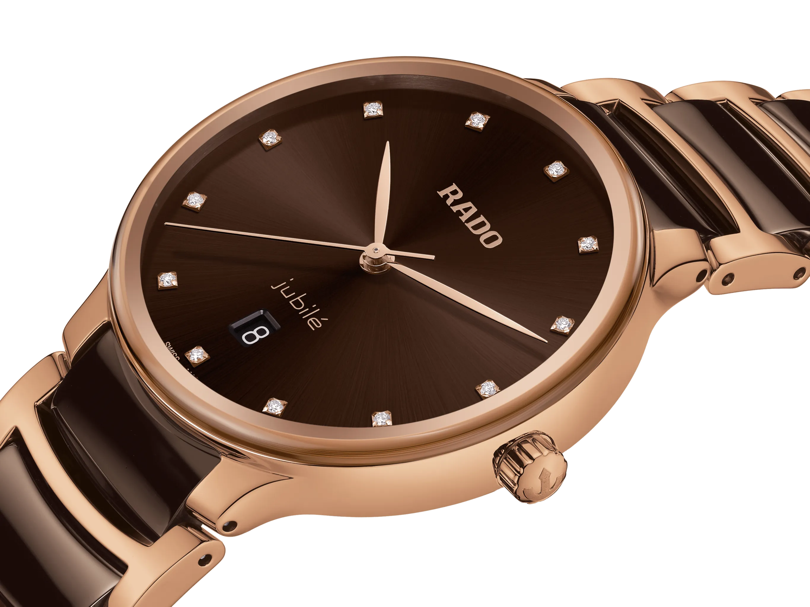 RADO Centrix Diamonds 39.5mm Rose Gold-Brown Men's Watch R30023732