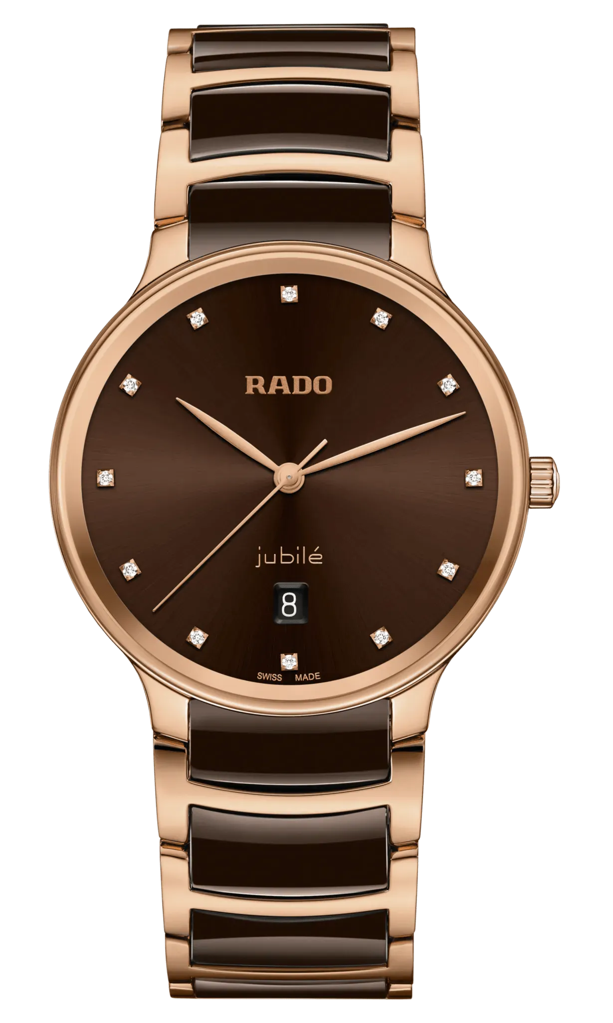 RADO Centrix Diamonds 39.5mm Rose Gold-Brown Men's Watch R30023732