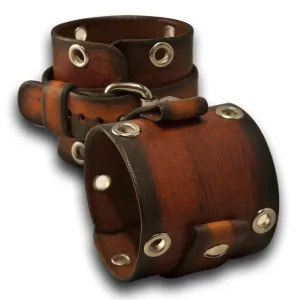 Range Tan Stressed Leather Cuff Watch Band with Stainless Eyelets