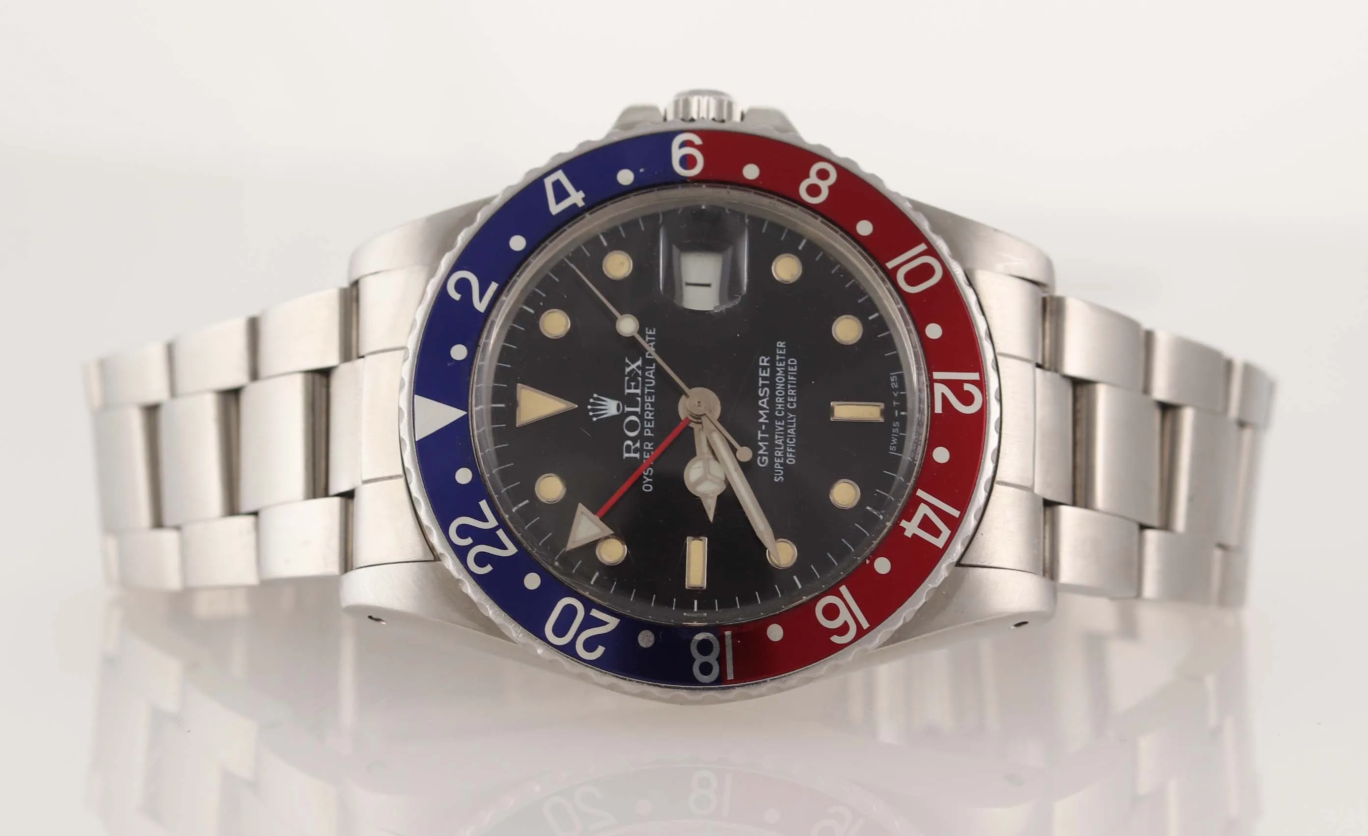 RARE PAPERS Rolex GMT-Master Pepsi Blue Red Patina Steel 16750 40mm Watch Box