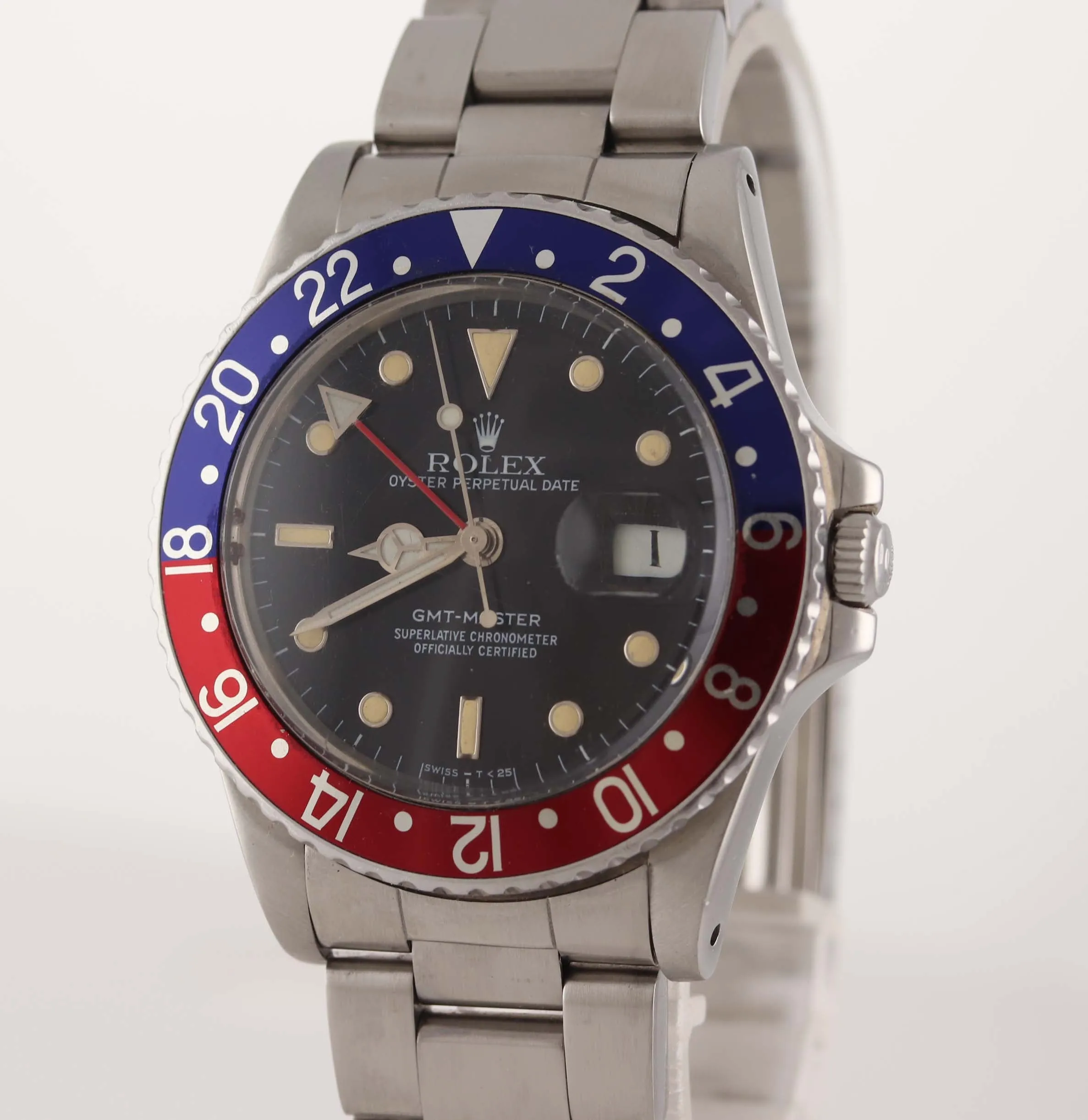 RARE PAPERS Rolex GMT-Master Pepsi Blue Red Patina Steel 16750 40mm Watch Box