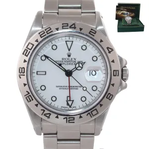 RARE Rolex Explorer II 16550 Fat Font Stainless Polar White Date GMT Date Watch