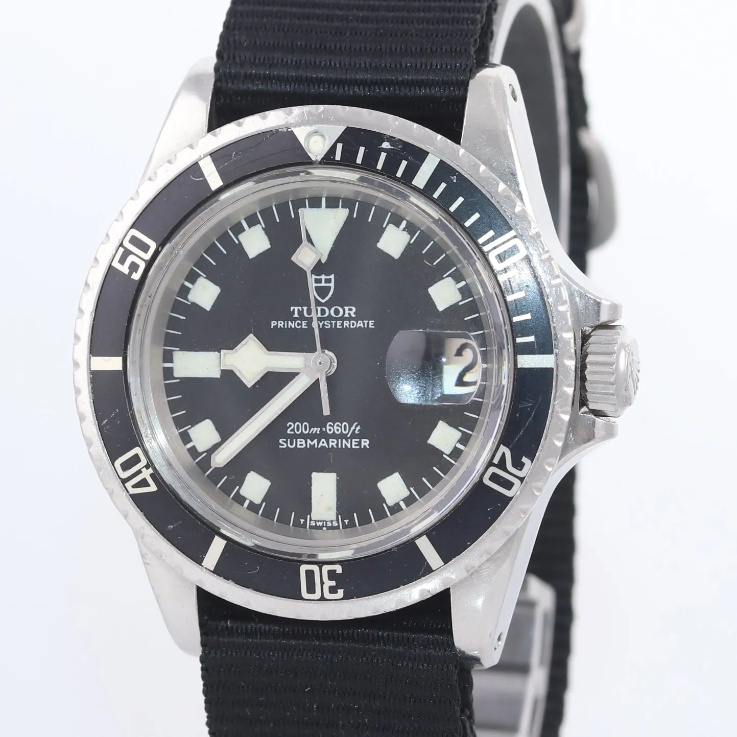 RARE Tudor Submariner Steel 40mm Matte Black Snowflake 7021/0 Nato Watch