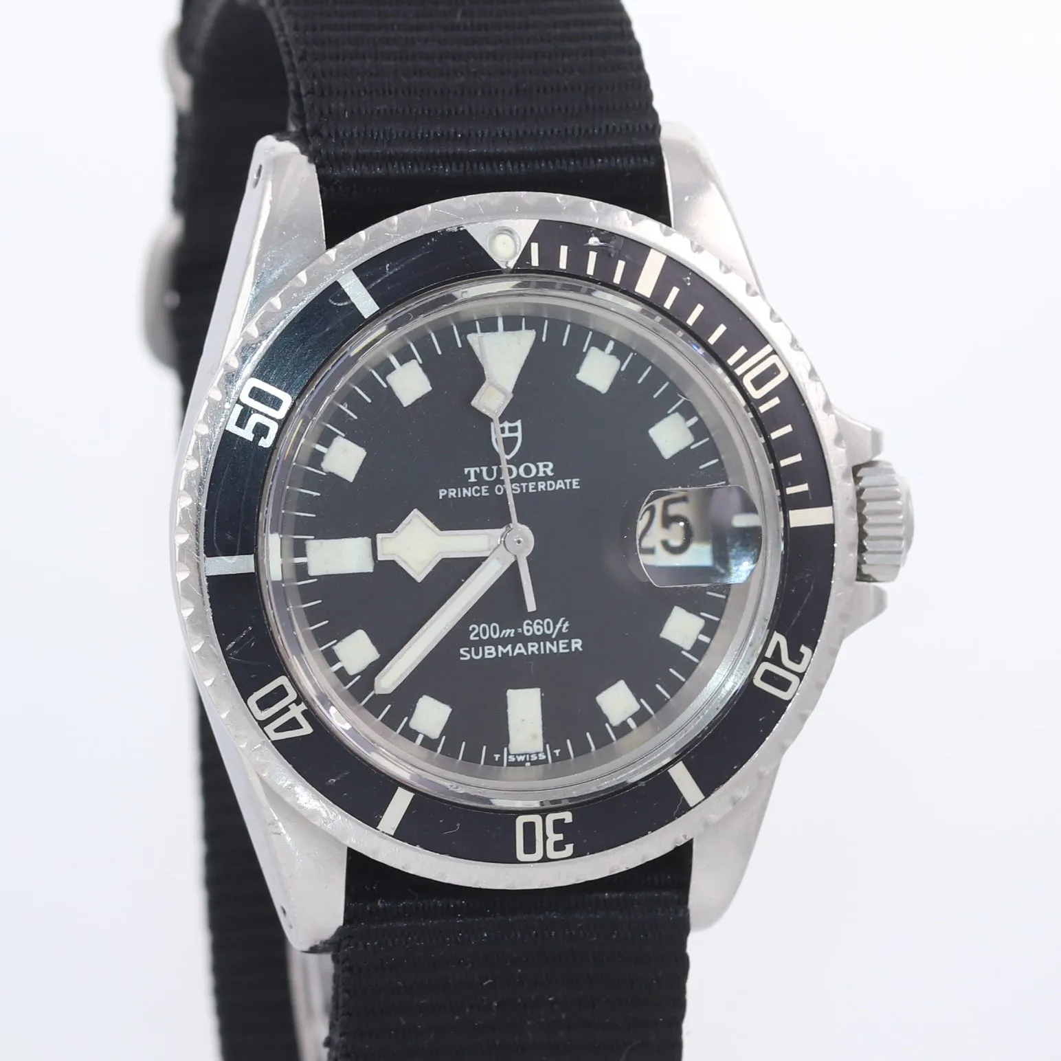RARE Tudor Submariner Steel 40mm Matte Black Snowflake 7021/0 Nato Watch