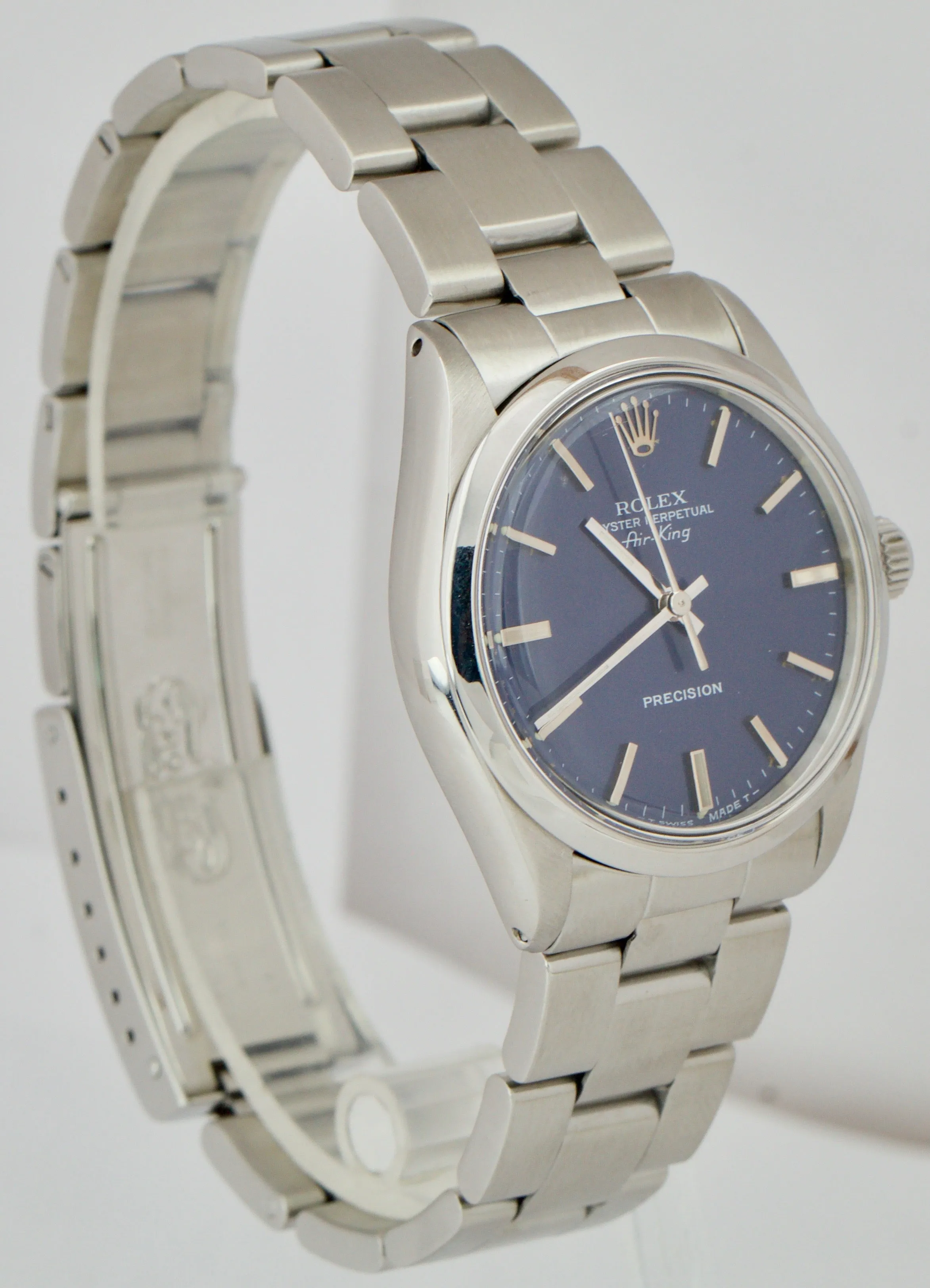 RARE VINTAGE 1987 Rolex Air-King 5500 BLUE DIAL Stainless Steel 34mm Watch 14000