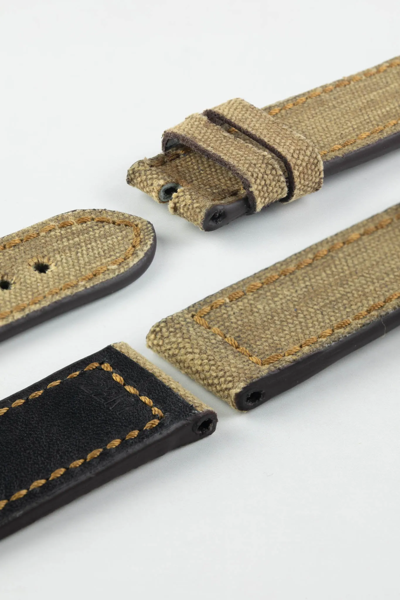 RIOS1931 MARYLAND Genuine Vintage Canvas Watch Strap in COGNAC