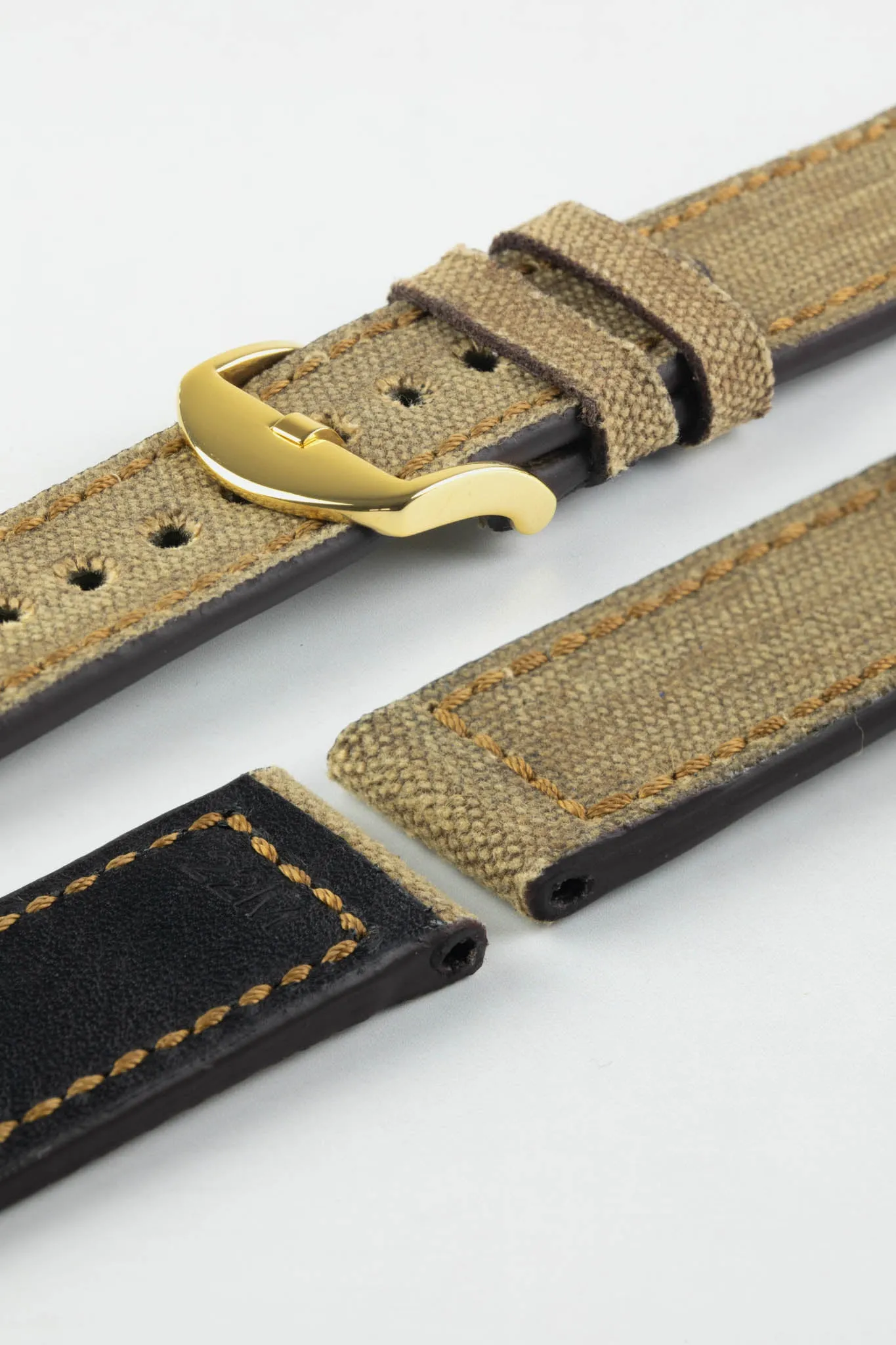 RIOS1931 MARYLAND Genuine Vintage Canvas Watch Strap in COGNAC
