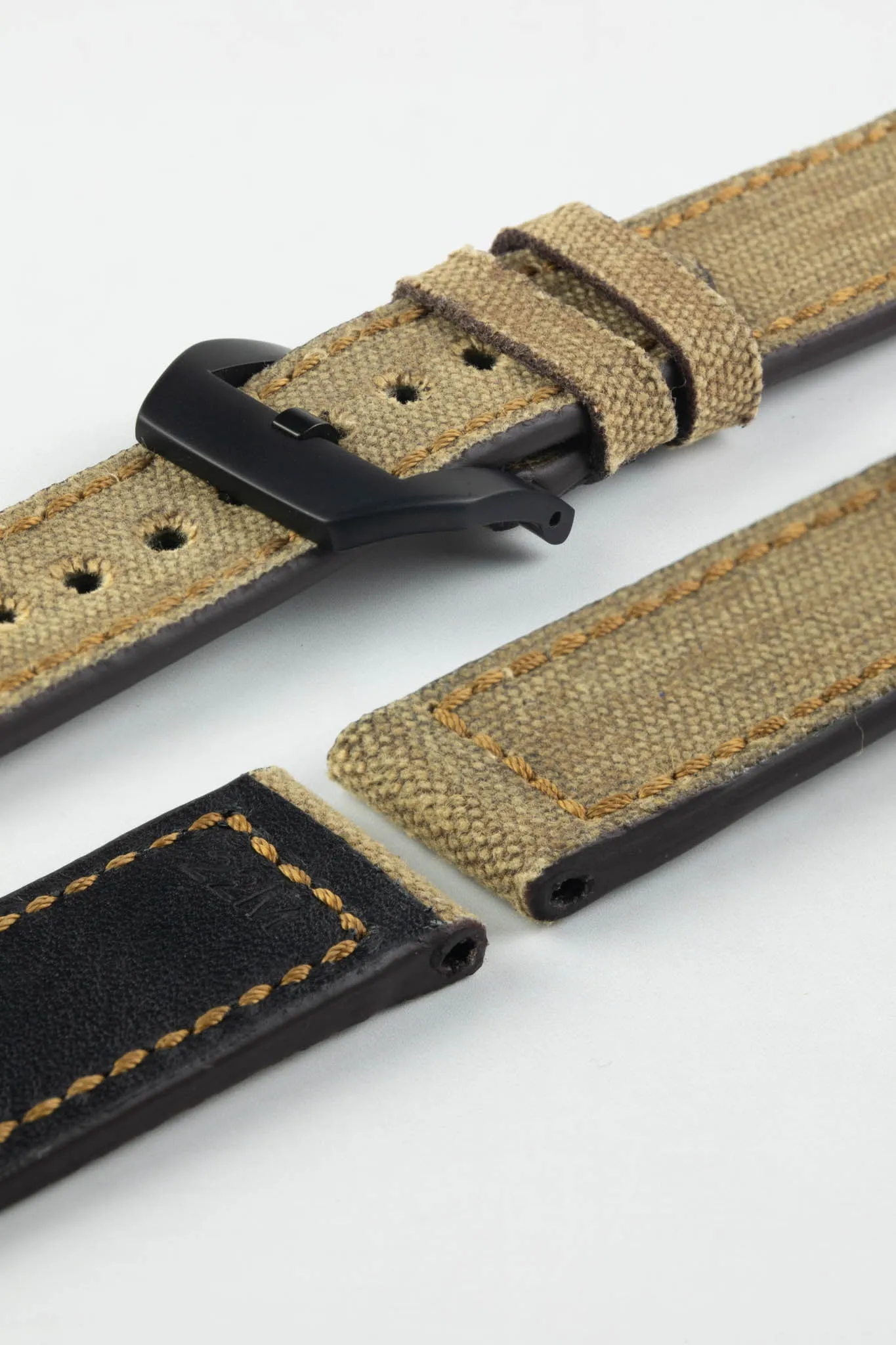 RIOS1931 MARYLAND Genuine Vintage Canvas Watch Strap in COGNAC
