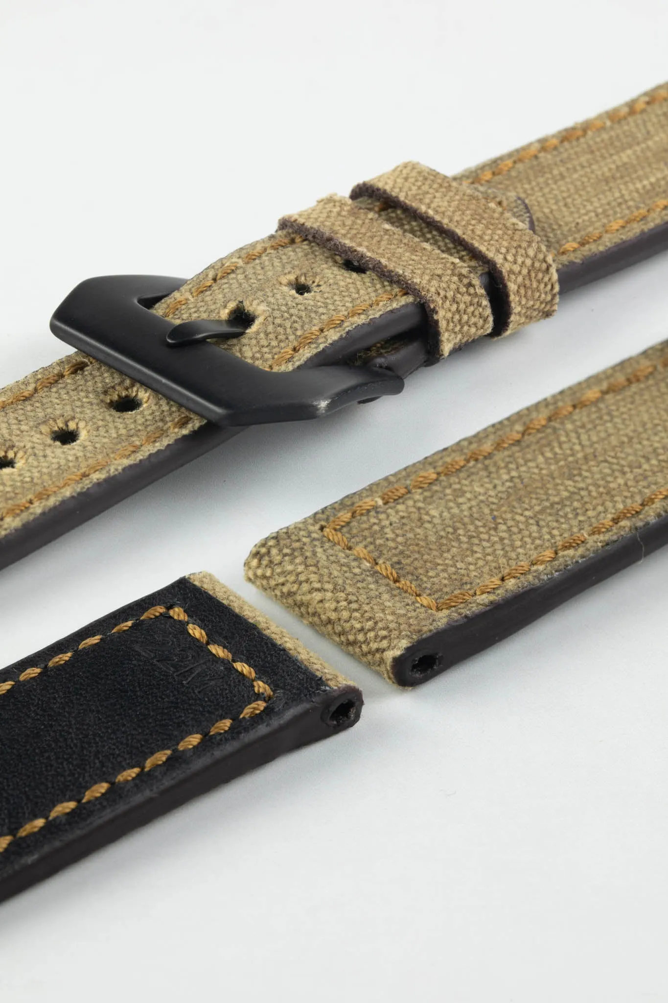 RIOS1931 MARYLAND Genuine Vintage Canvas Watch Strap in COGNAC